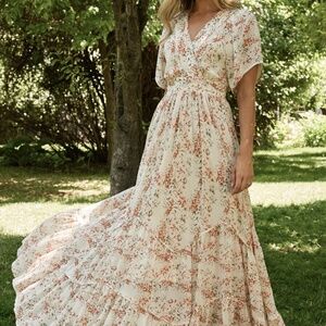 Baltic Born Katherine Maxi Dress | Cream + Rust Floral Size 1XL1XL